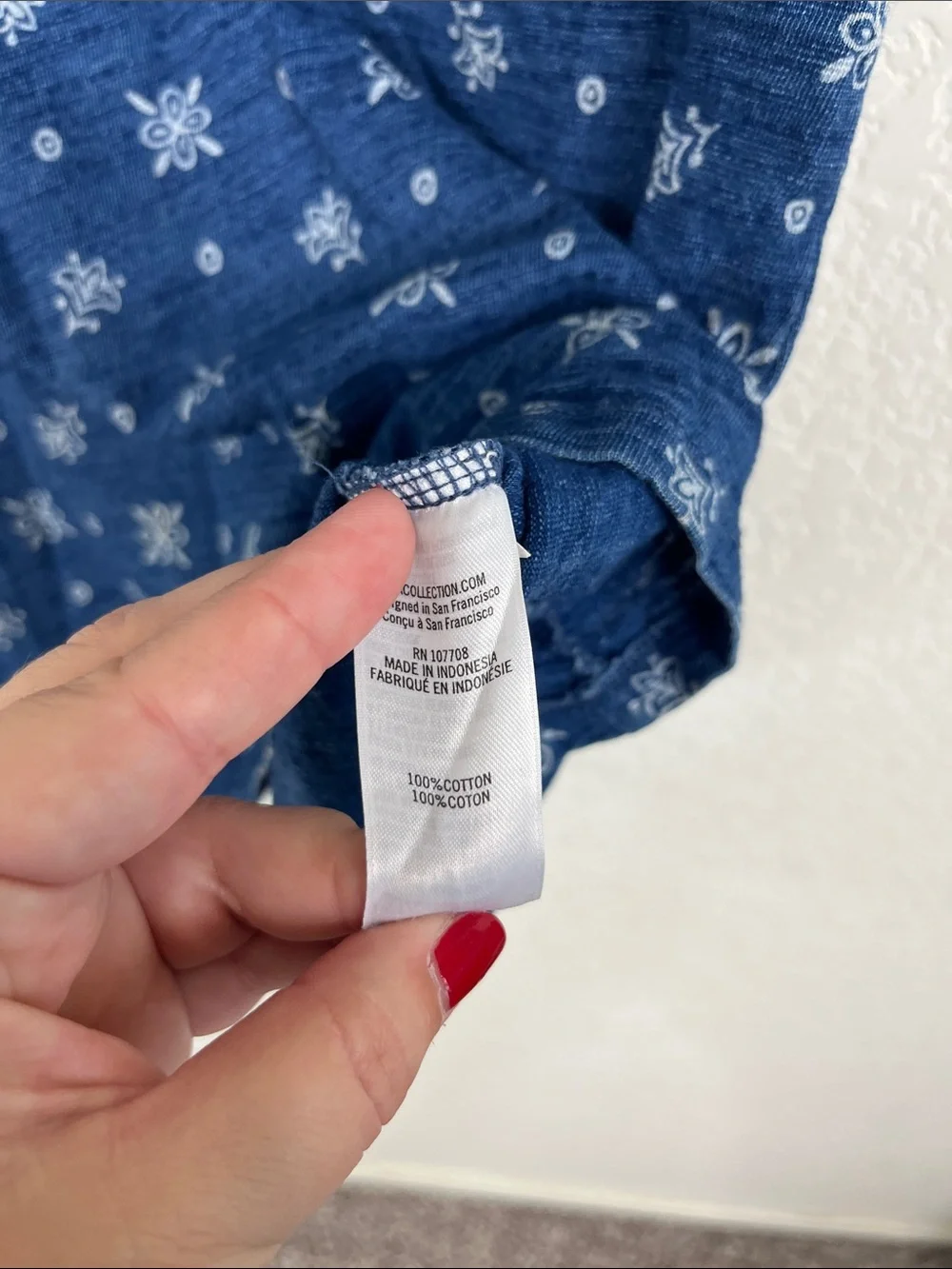 Tea Collection Bandana Printed Denim Cotton Flutter Sleeve Dress